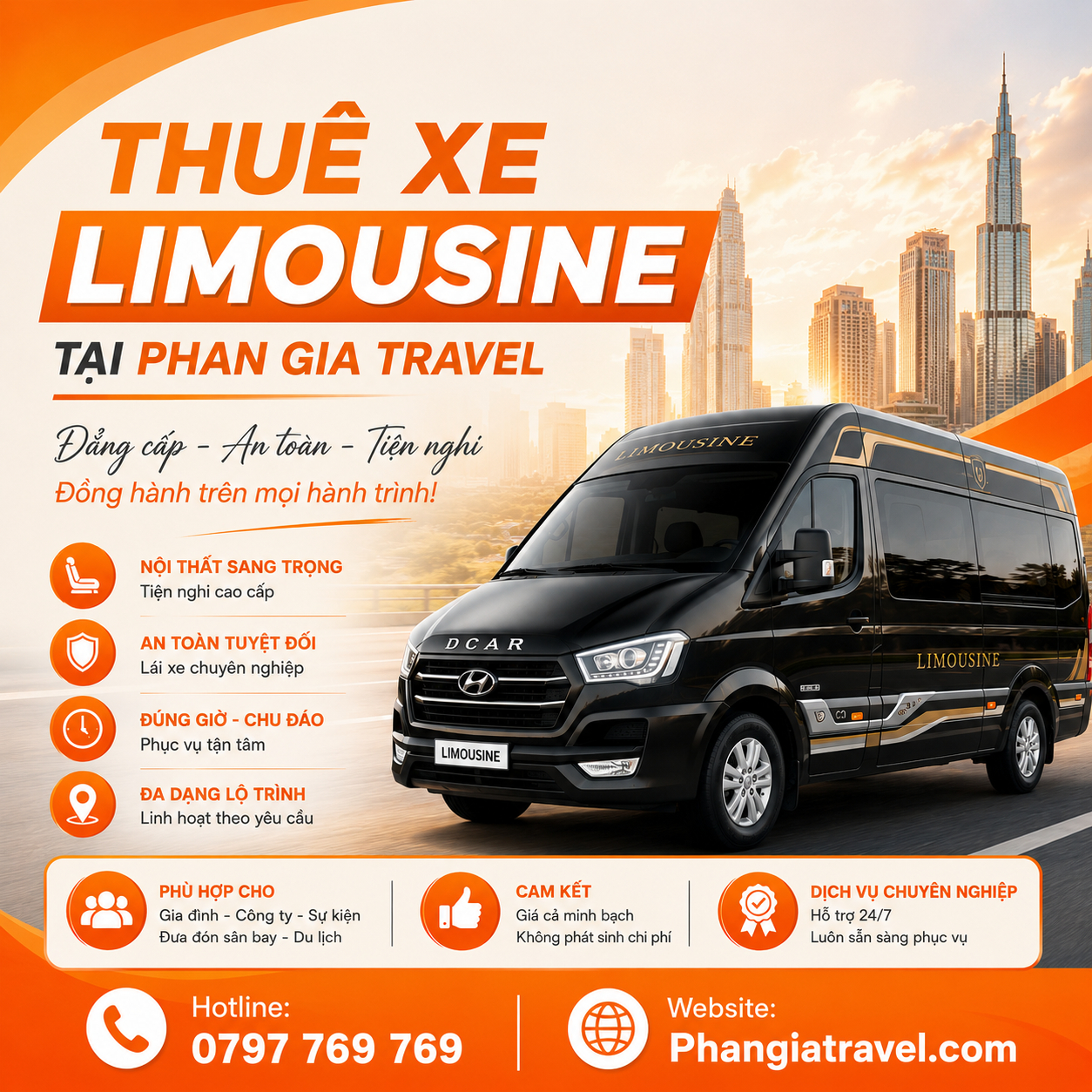 Thuê xe limousine tại Phan Gia Travel chất lượng, uy tín